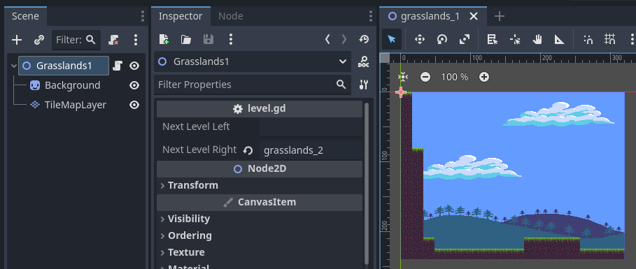 The scene editor for grasslands_1.tscn.